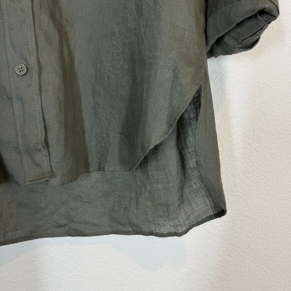Zara Linen Collection Olive Green Shirt Tunic Button Down Oversized Vacation XS - Picture 5 of 12
